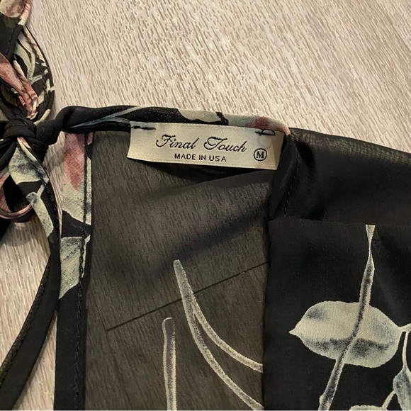 Final Touch black romper with pink & mauve flower detail with long sleeves - Picture 2 of 7